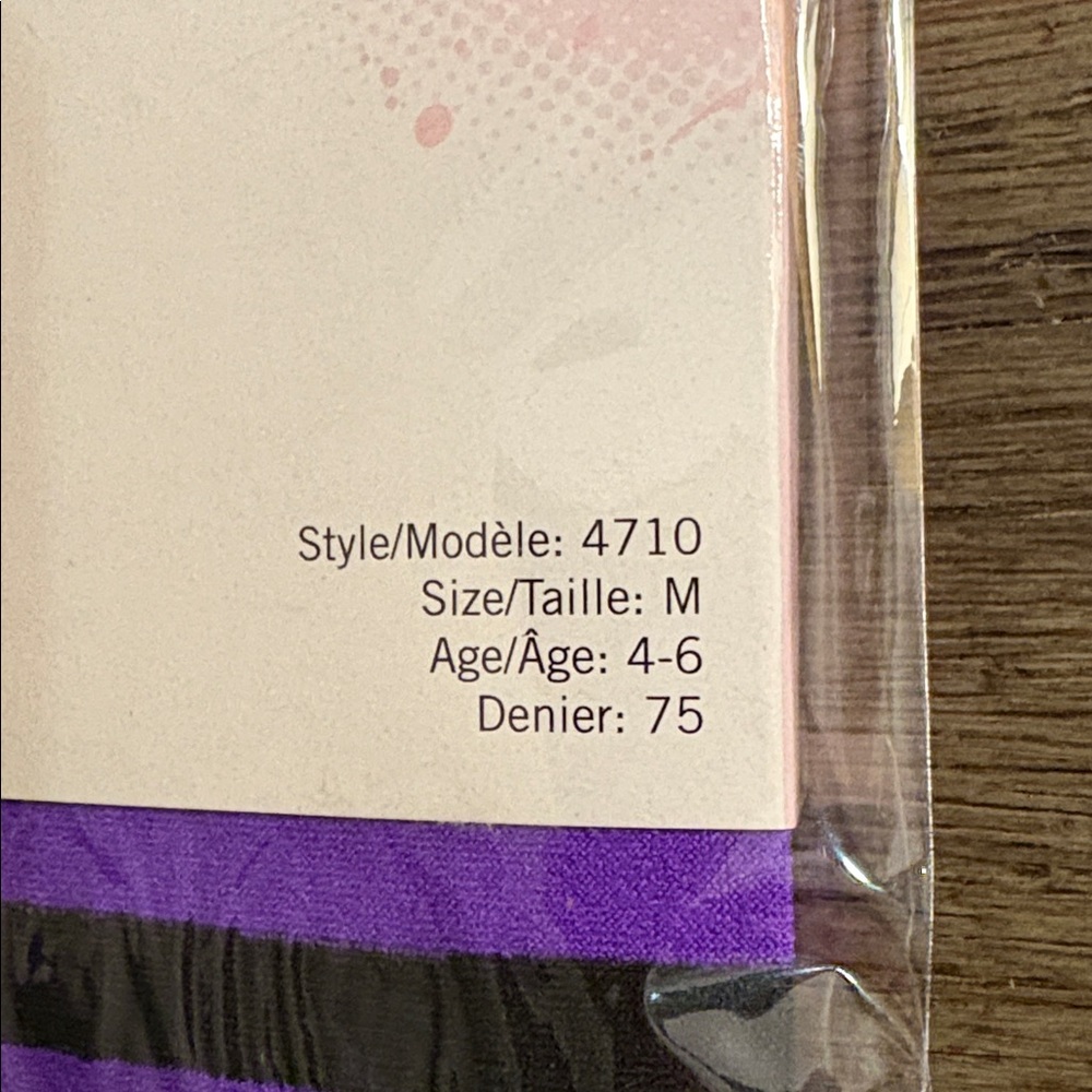NWT [Enchanted Costumes] Black/Purple Striped Tights Kids/Girls Medium Ages 4-6 - Picture 4 of 6